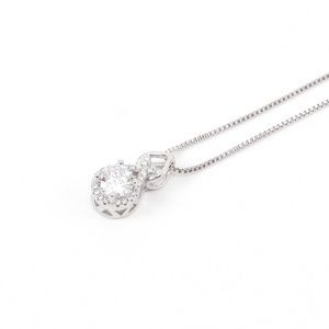 Crystal Pave Necklace Round 925 Sterling Silver
